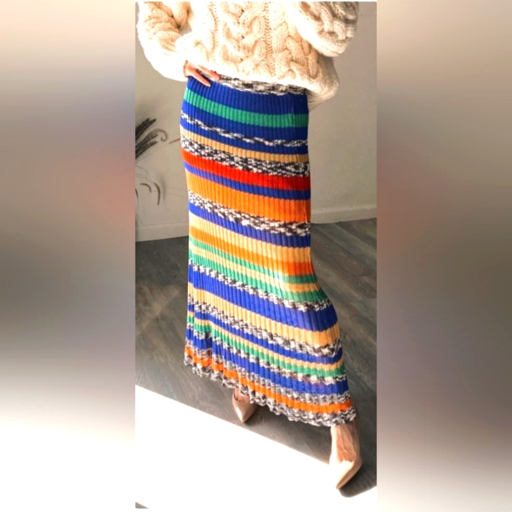 ZARA Special Edition Knit Striped Skirt, Sz Medium